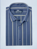 Slate Blue Broad Stripes Formal Shirt