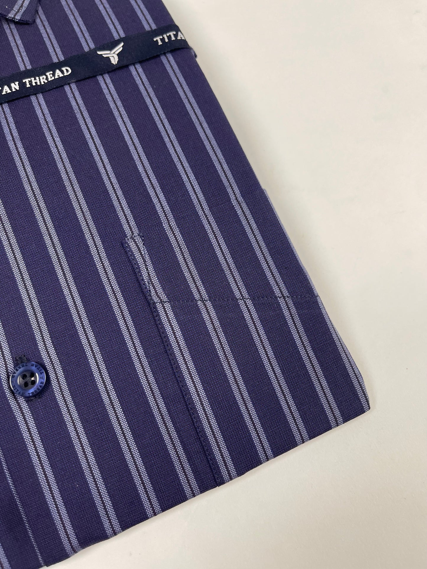Navy Blue & Gray Verticle Stripe Formal Shirt