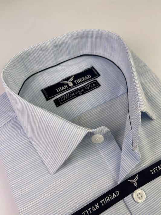 Ice Blue Self Texture Formal Shirt