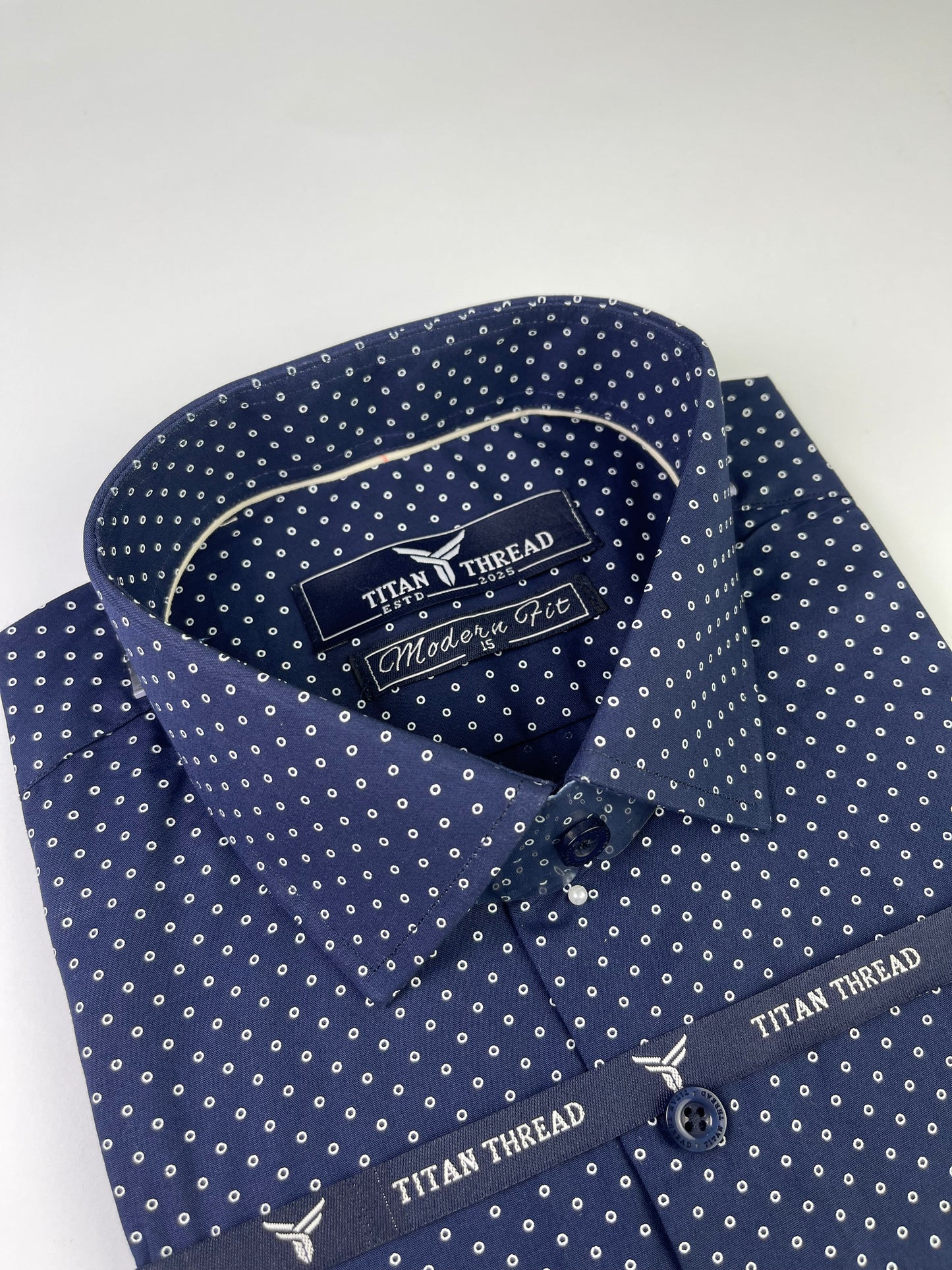 Navy Blue Dotted Formal Shirt