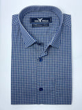 Blue & Gray Gingham Check Formal Shirt