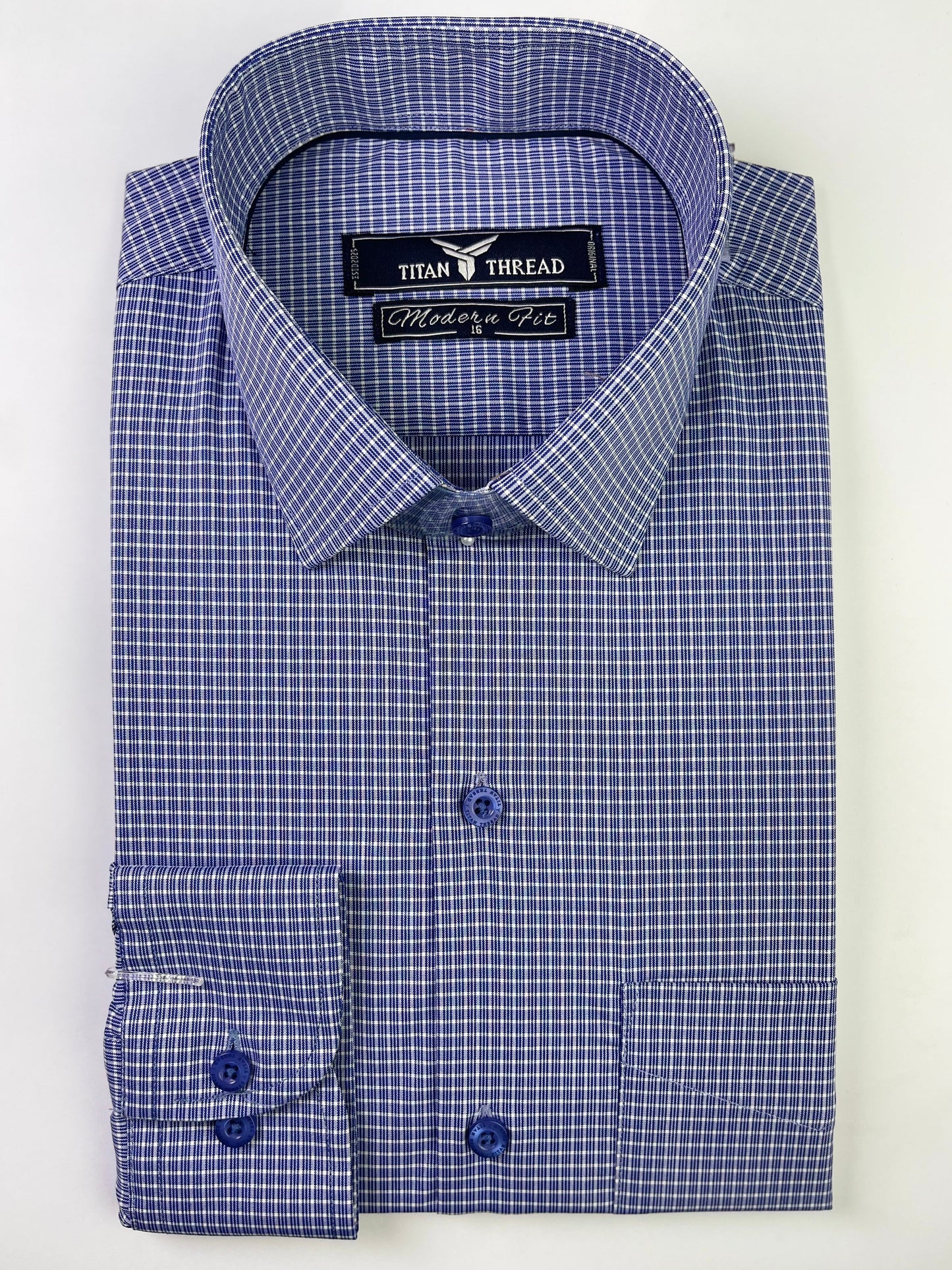 Blue Pin Check Formal Shirt