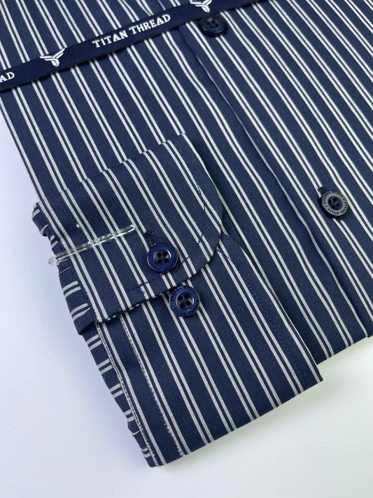 Indigo Blue Pencil Stripe Formal Shirt