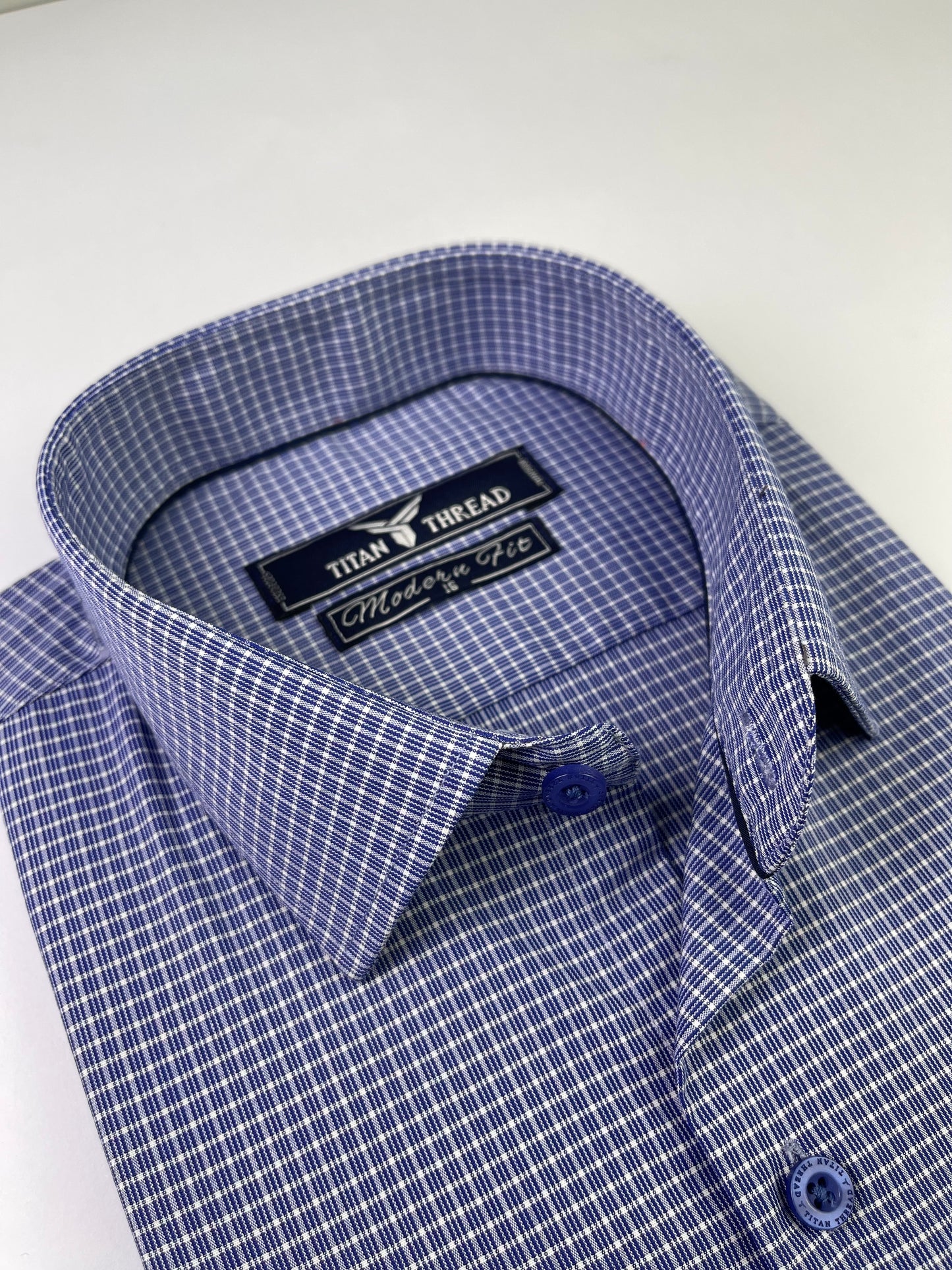 Blue Pin Check Formal Shirt
