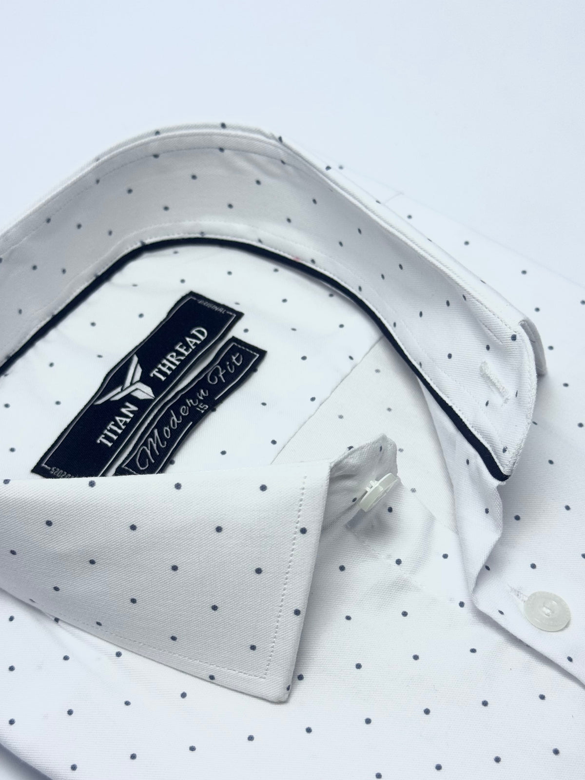 White Indigo Dotted Formal Shirt