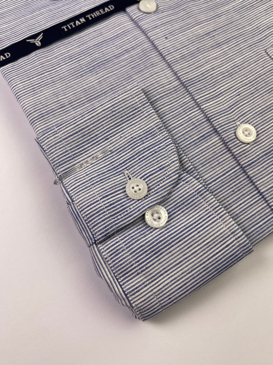 Ocean Blue Self Texture Formal Shirt