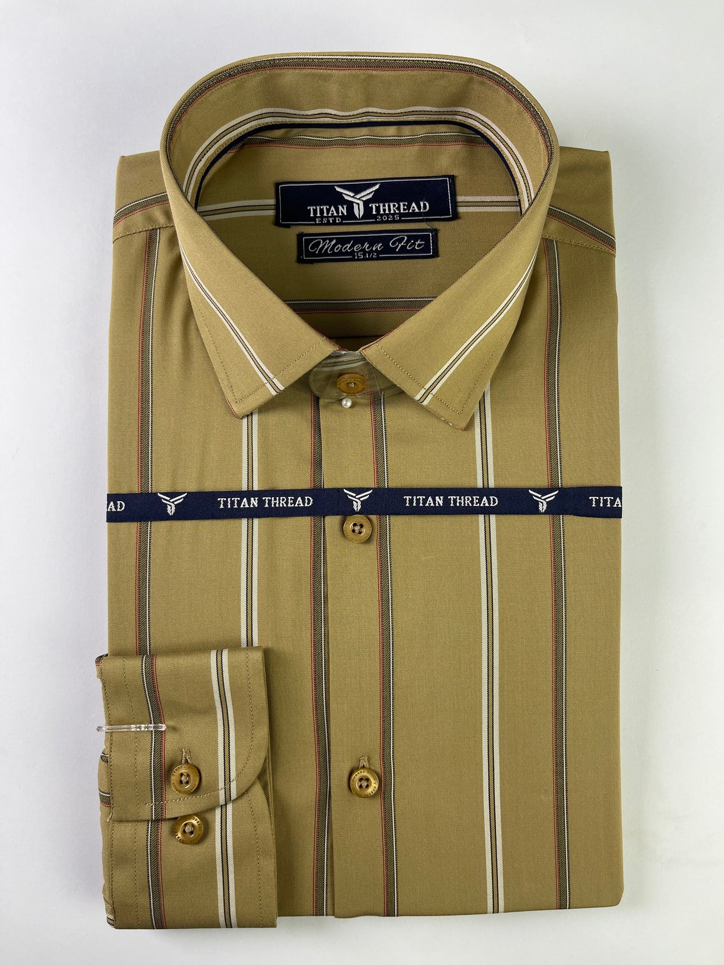 Misted Yellow Broad Stripe Formal Shirt