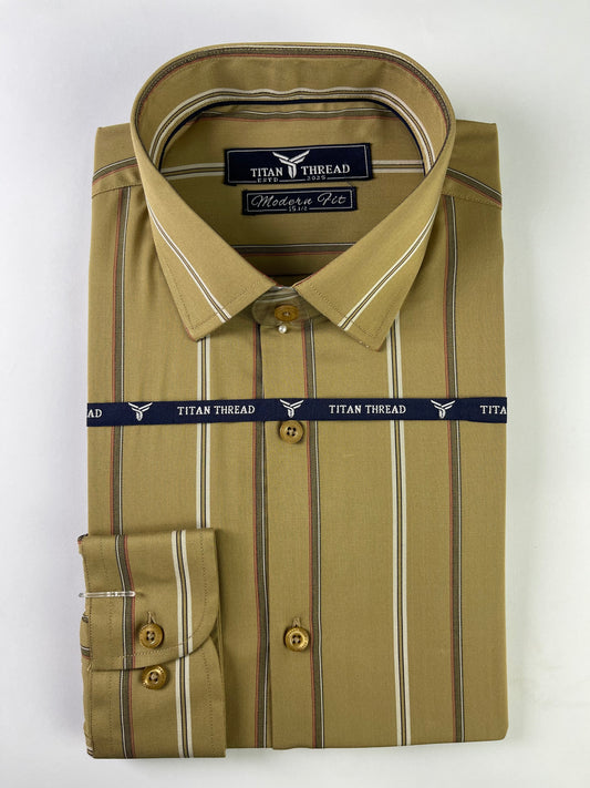 Misted Yellow Broad Stripe Formal Shirt