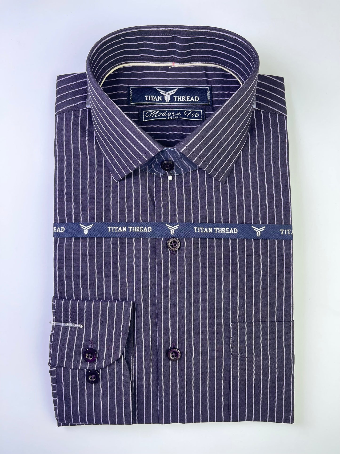 Deep Purple Pencil Stripe Formal Shirt