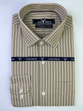 White & Beige Awning Stripe Formal Shirt