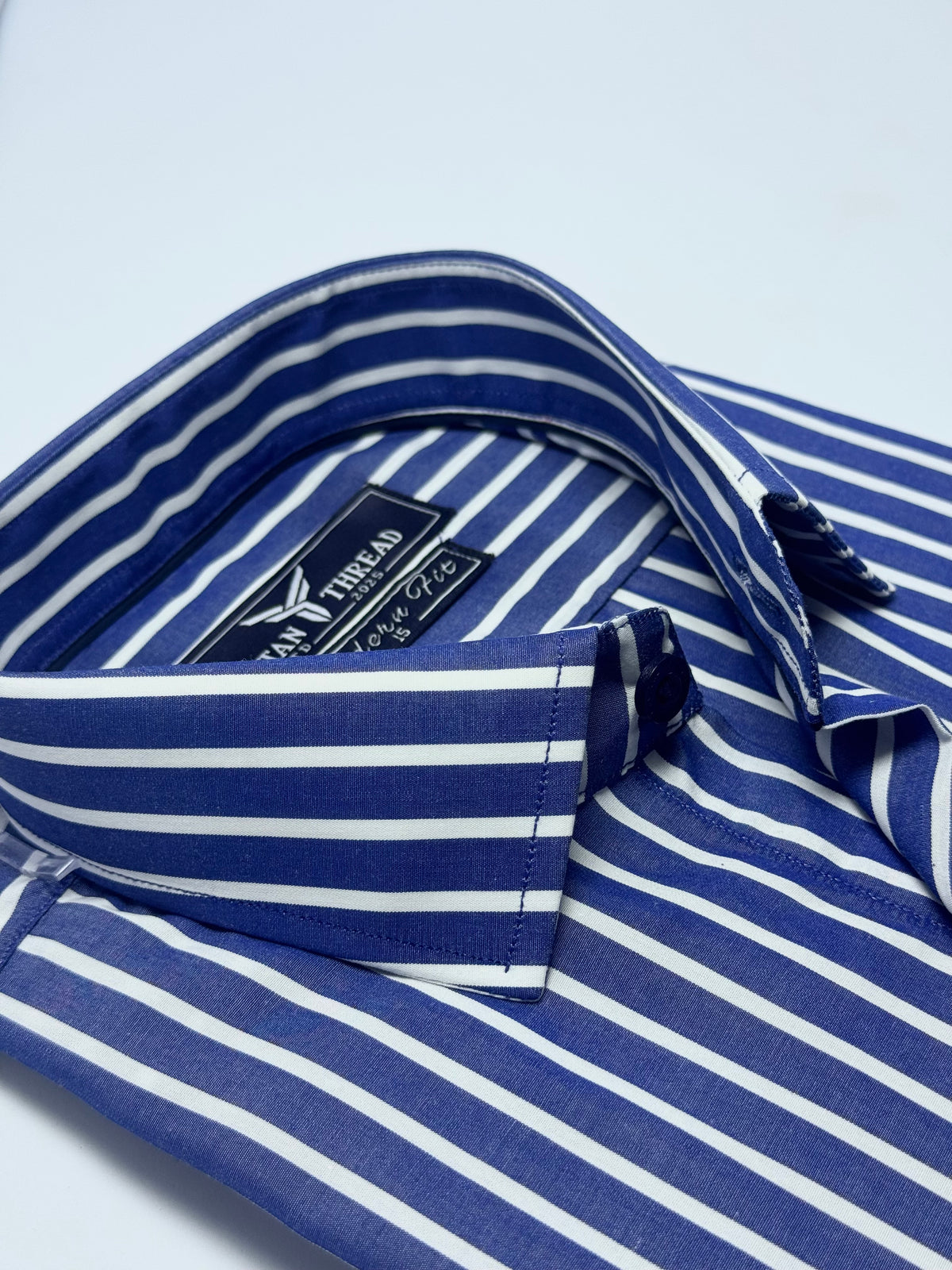 Marine Blue Broad Stripe Formal Shirt