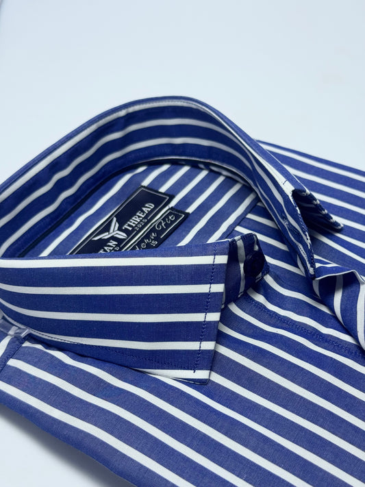 Marine Blue Broad Stripe Formal Shirt