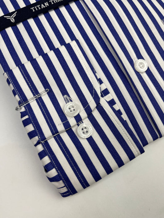 Royal Blue Awning Stripe Formal Shirt