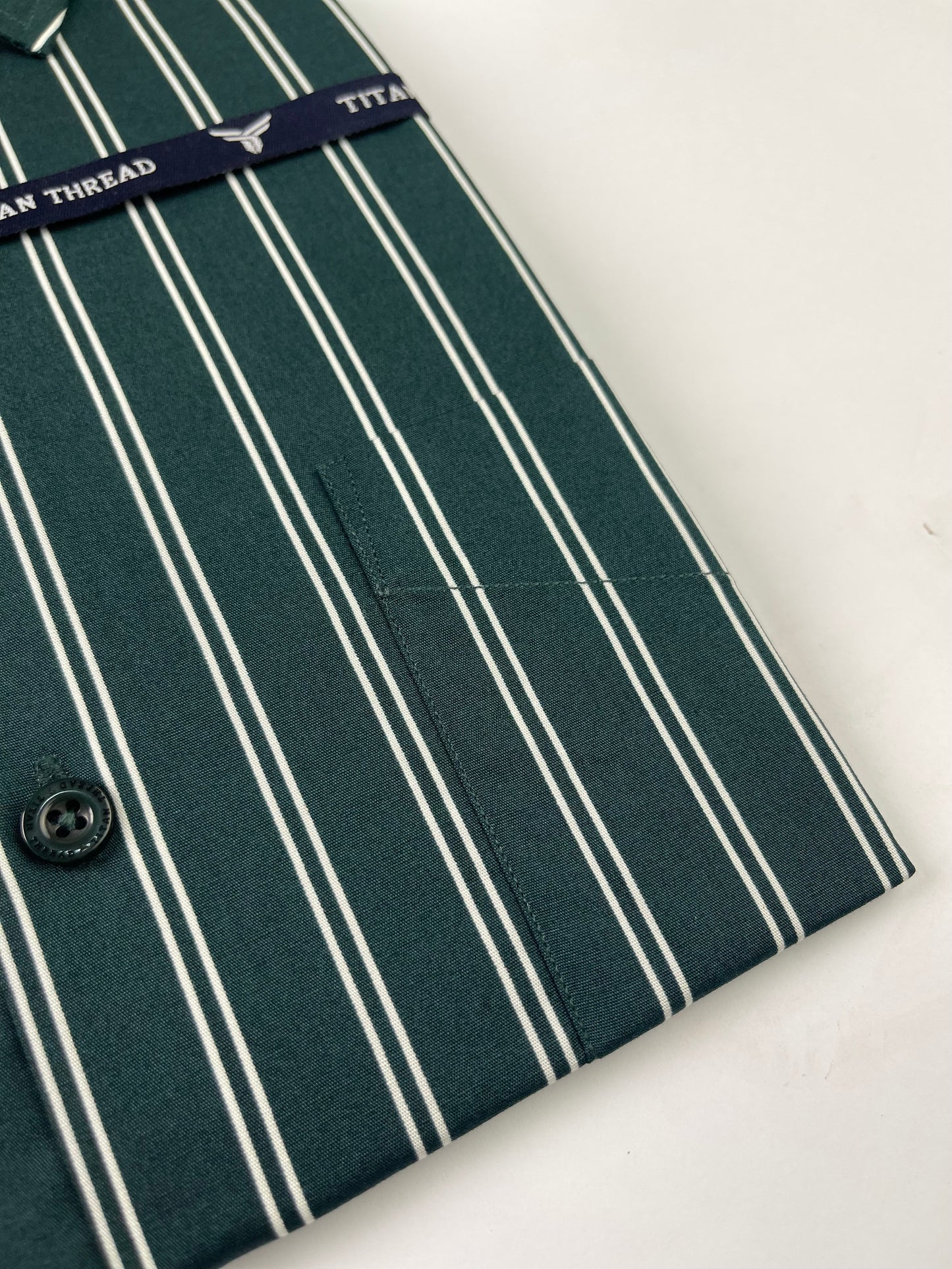Emerald Green & White Stripes Formal Shirt