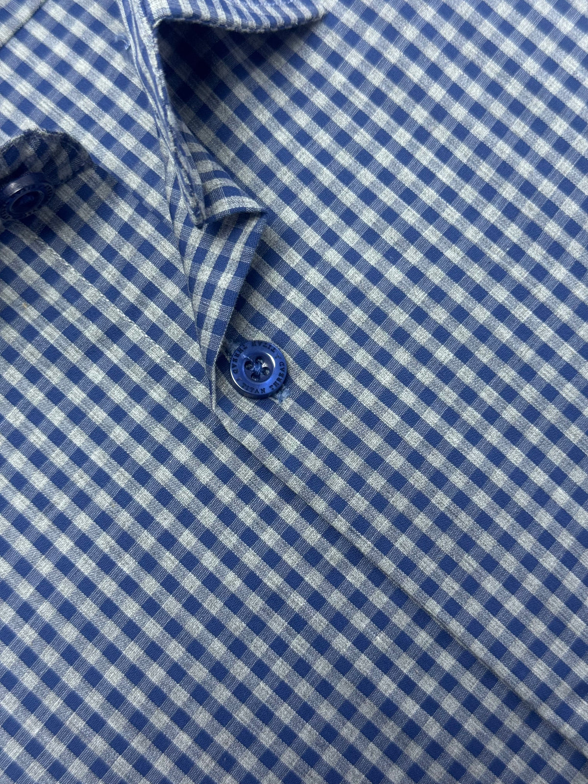 Blue & Gray Gingham Check Formal Shirt