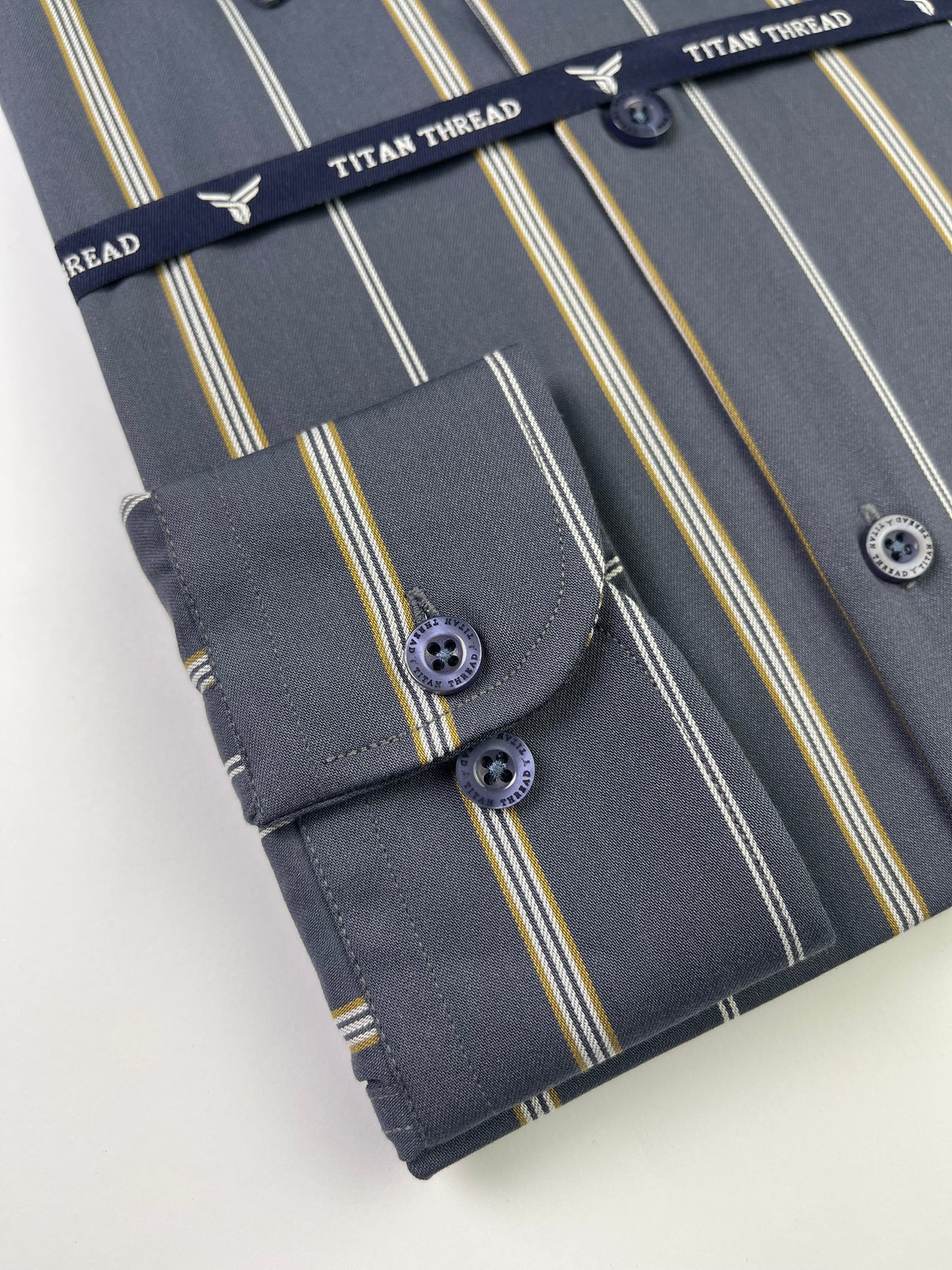 Slate Blue Broad Stripes Formal Shirt