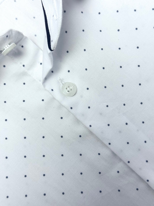 White Indigo Dotted Formal Shirt