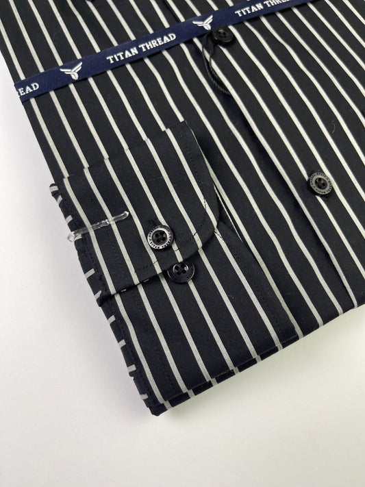 Black & Gray Pencil Stripe Formal Shirt