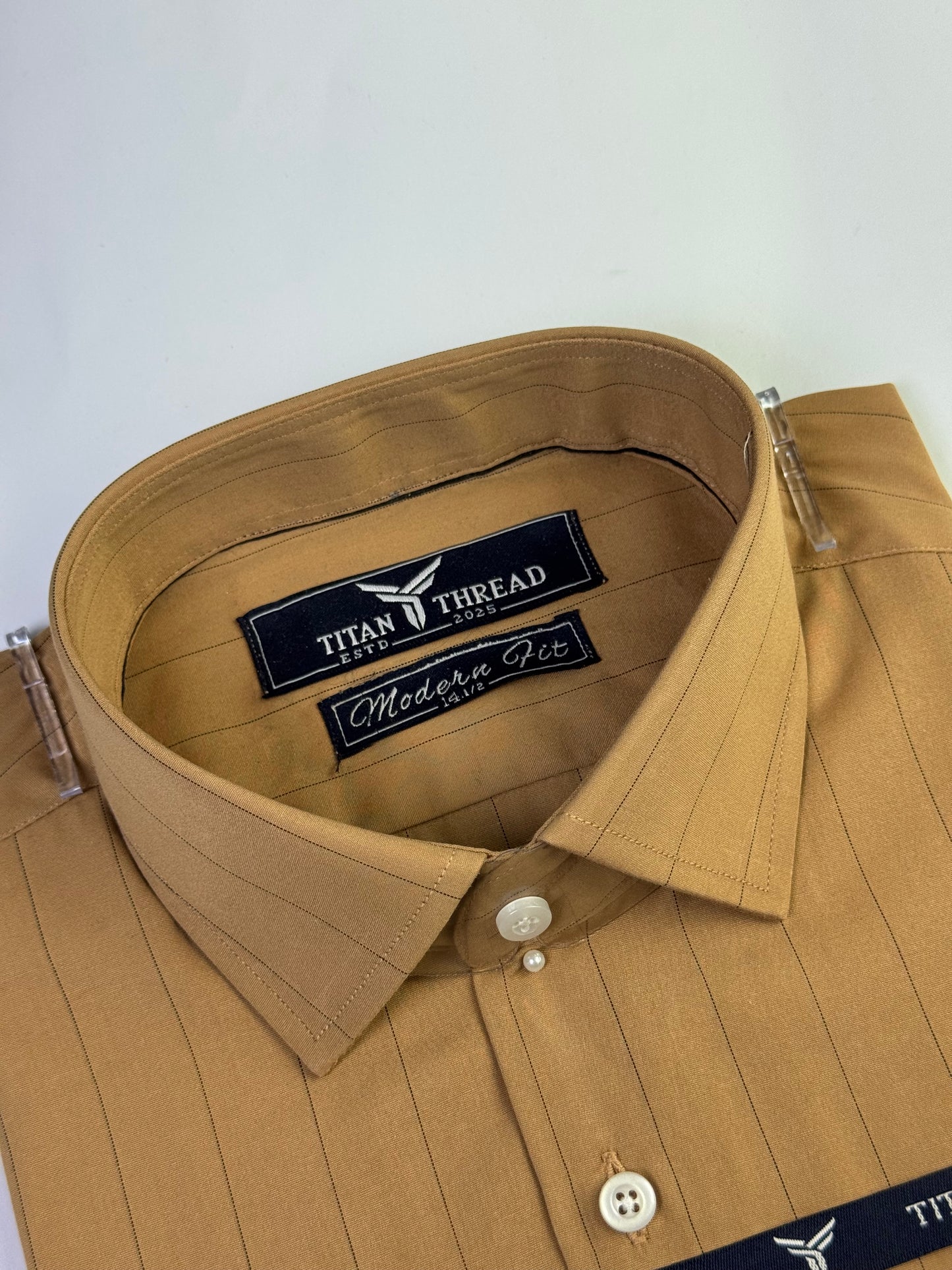 Micro Strips in beigh Formal Shirt (Slim fit)