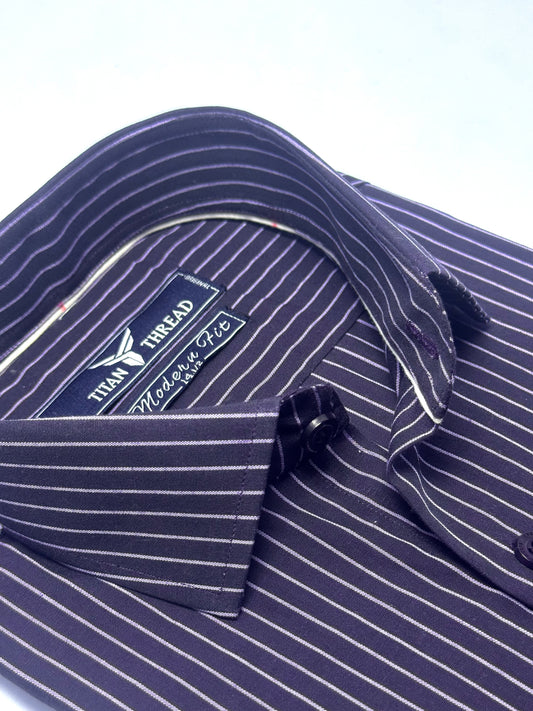 Deep Purple Pencil Stripe Formal Shirt