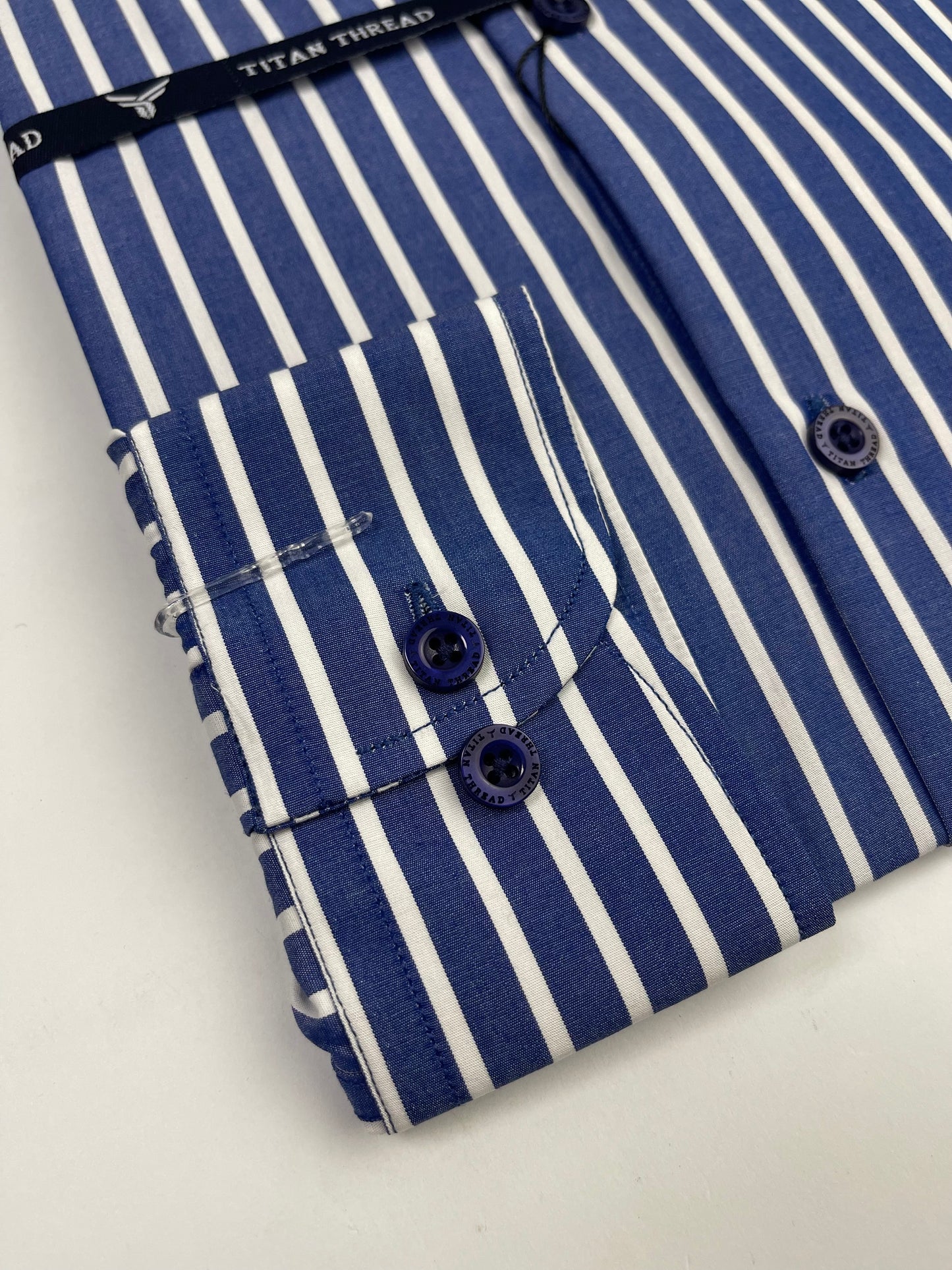 Marine Blue Broad Stripe Formal Shirt