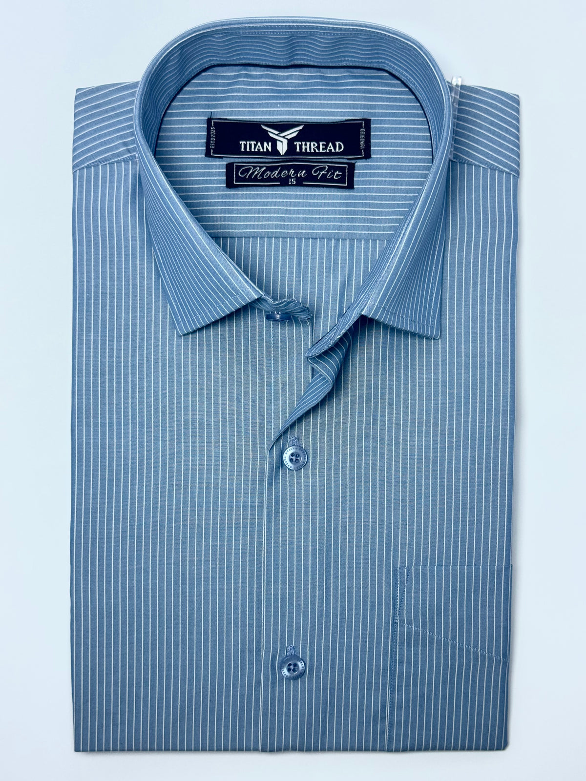 Steel Blue Pin Stripe Formal Shirt