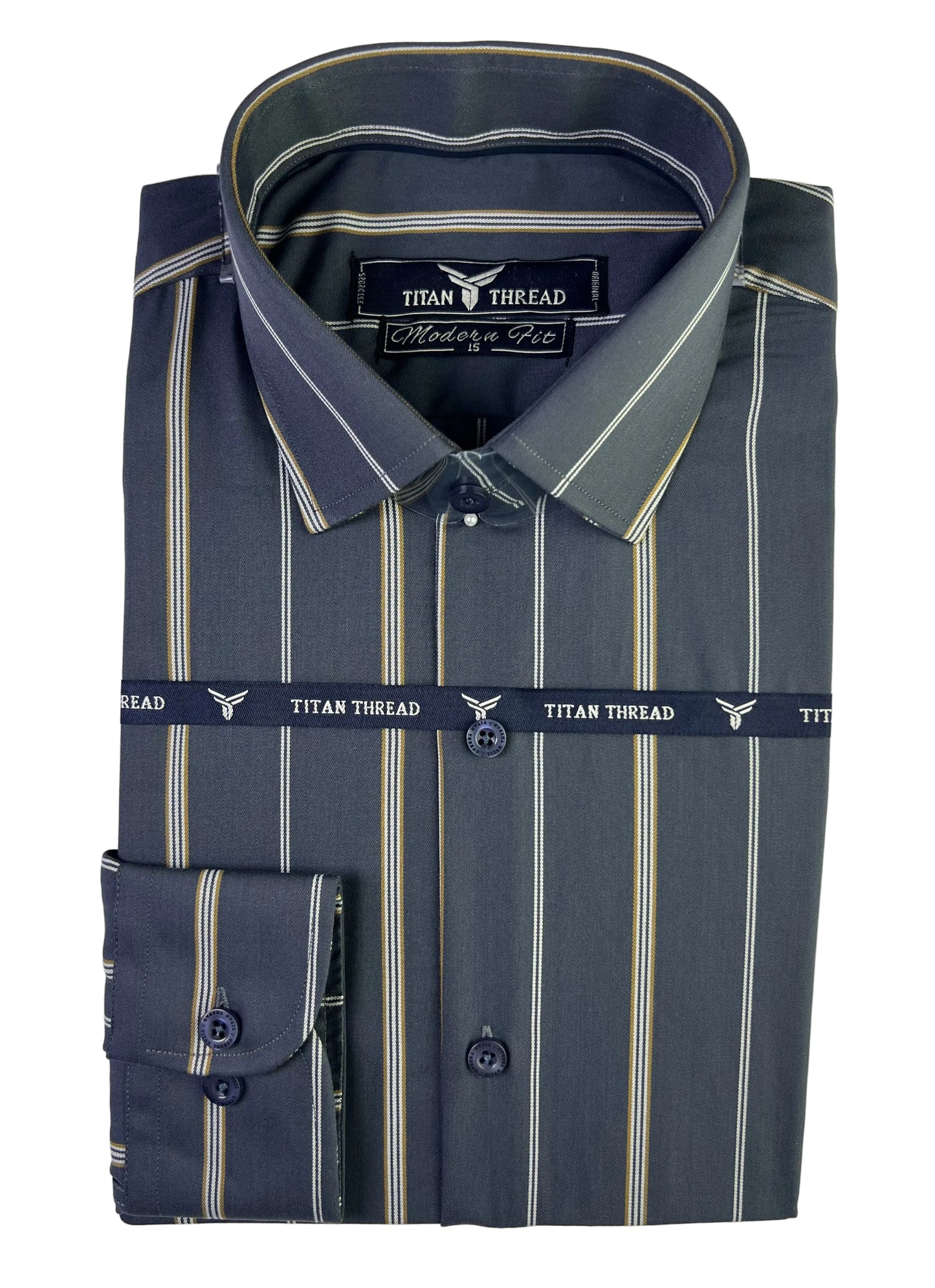 Slate Blue Broad Stripes Formal Shirt