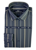 Slate Blue Broad Stripes Formal Shirt