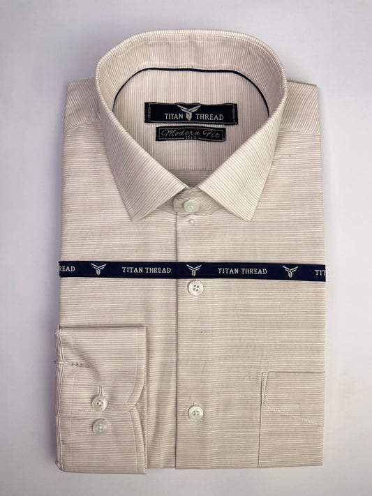 Beige Self Texture Formal Shirt