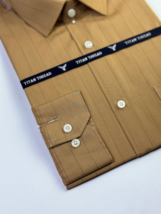 Micro Strips in beigh Formal Shirt (Slim fit)