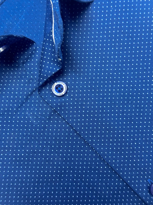 Indigo Blue Dotted Formal Shirt