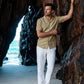 Beige Cotton Linen Cuban Shirt