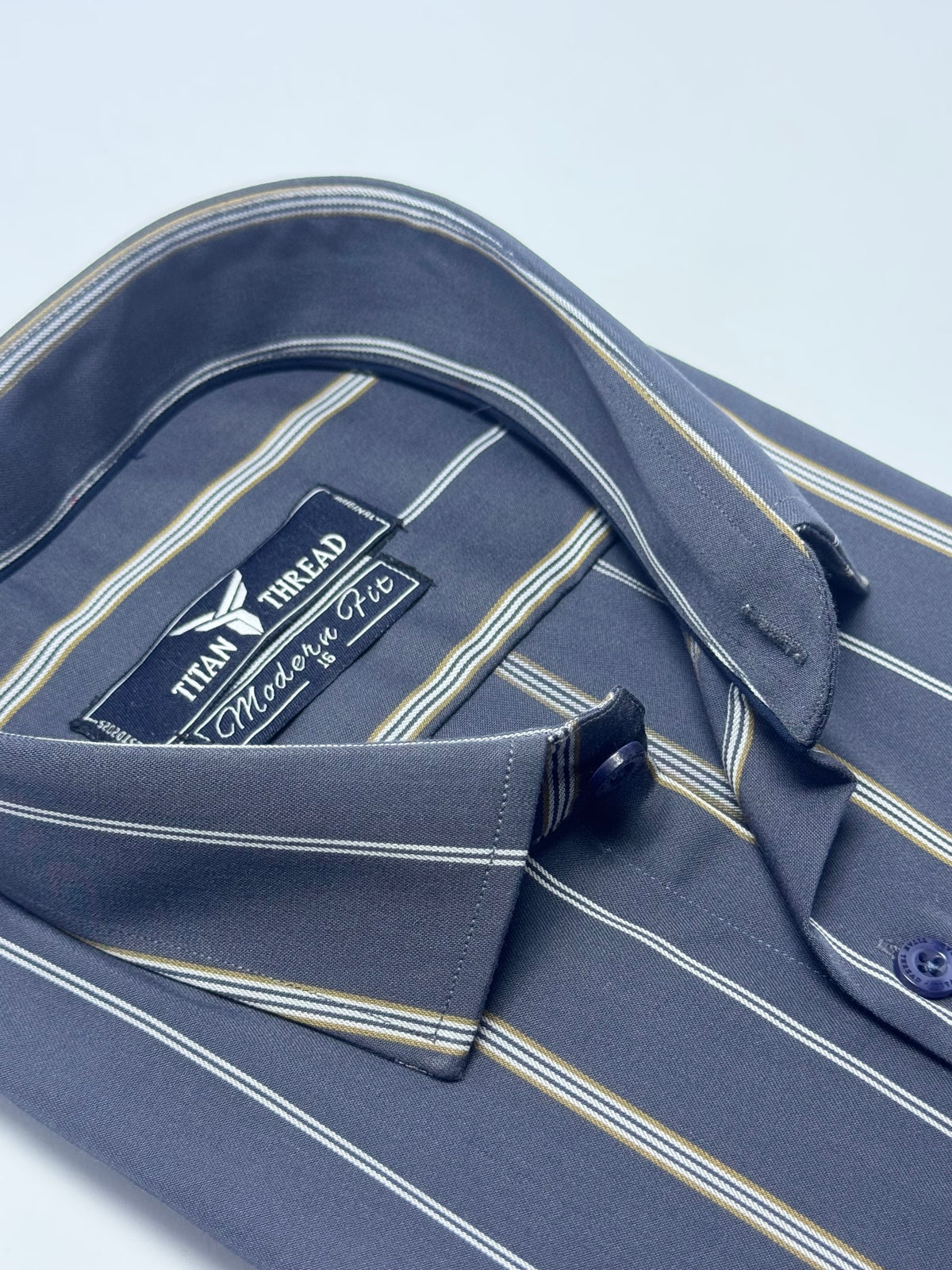 Slate Blue Broad Stripes Formal Shirt