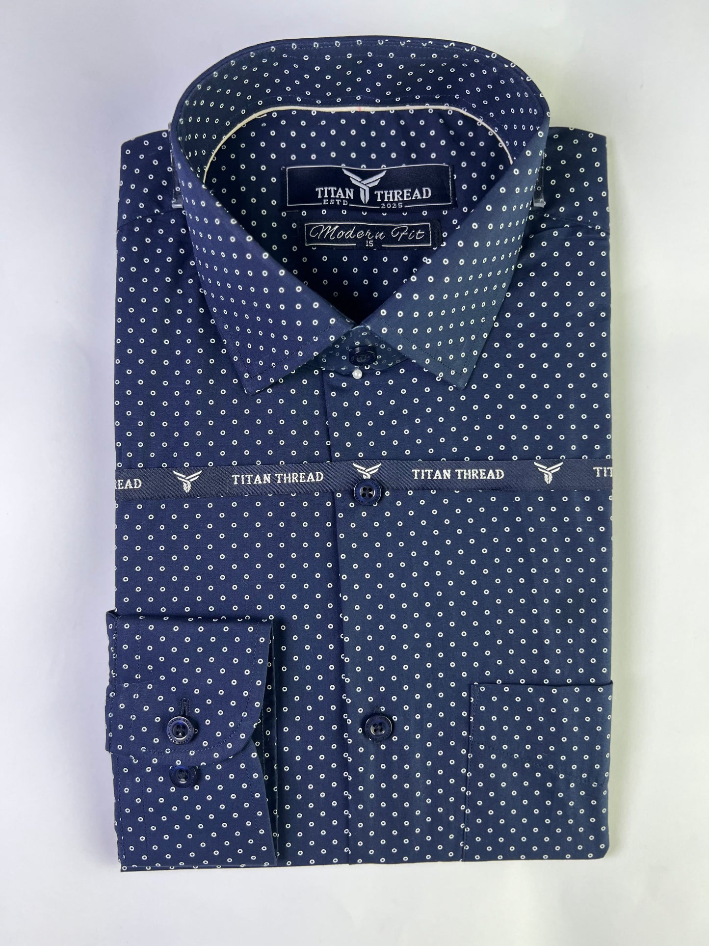 Navy Blue Dotted Formal Shirt