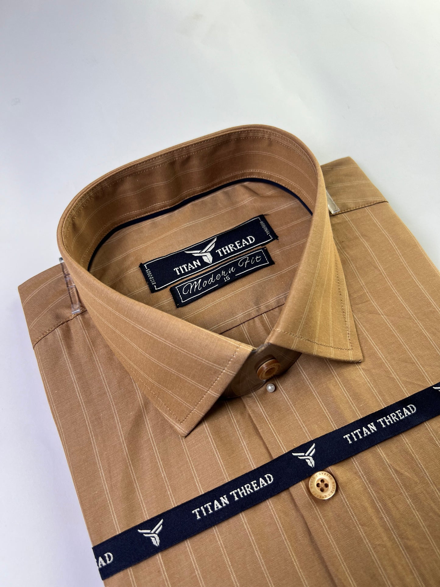 Dark Sand Pin Stripe Formal Shirt