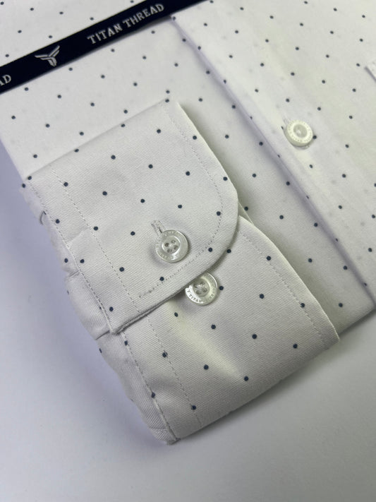 White Indigo Dotted Formal Shirt