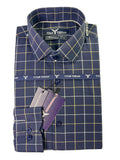 Navy Blue Windowpane Check Formal Shirt