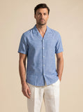 Iced Blue Irish Linen Cuban Shirt