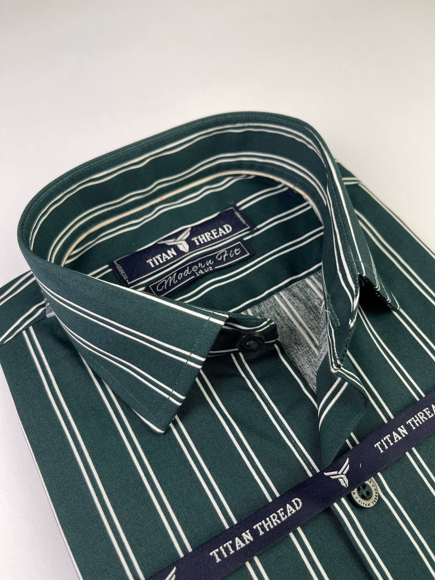 Emerald Green & White Stripes Formal Shirt