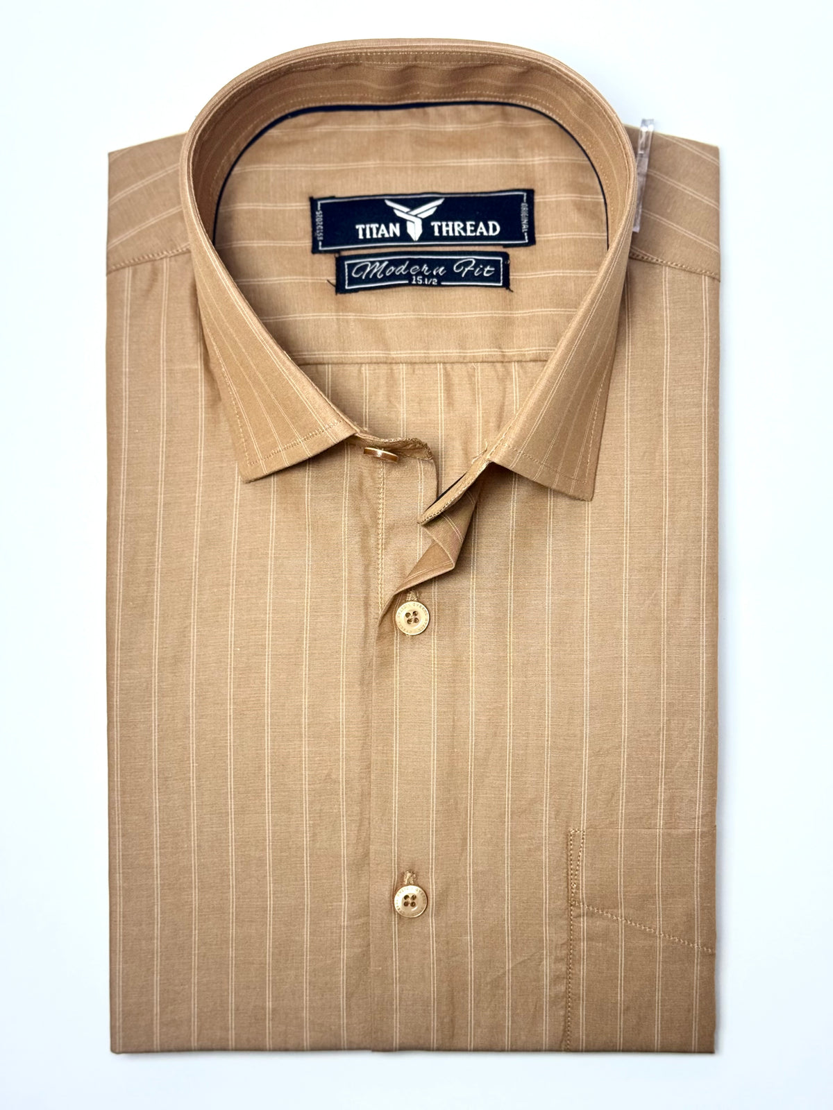 Dark Sand Pin Stripe Formal Shirt
