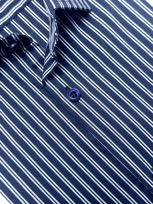 Indigo Blue Pencil Stripe Formal Shirt