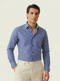 Marine Blue Broad Stripe Formal Shirt