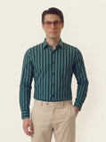 Emerald Green & White Stripes Formal Shirt