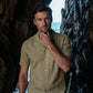 Beige Cotton Linen Cuban Shirt