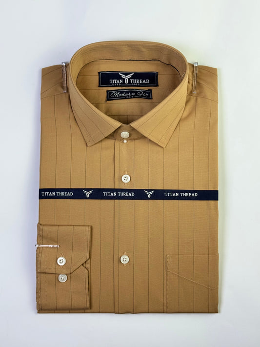 Micro Strips in beigh Formal Shirt (Slim fit)