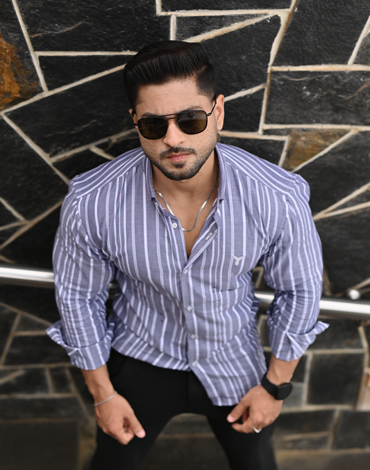 Gray with white stripes