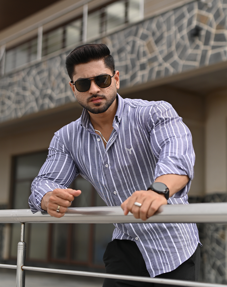 Gray with white stripes