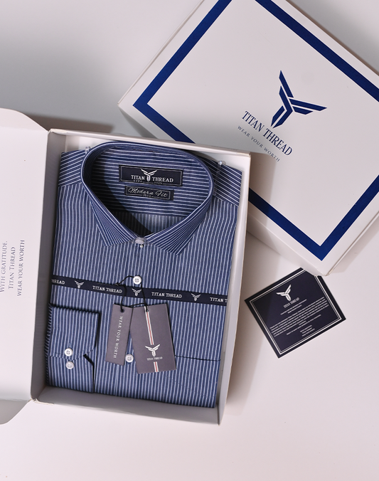 Navy Blue Pencil Stripes