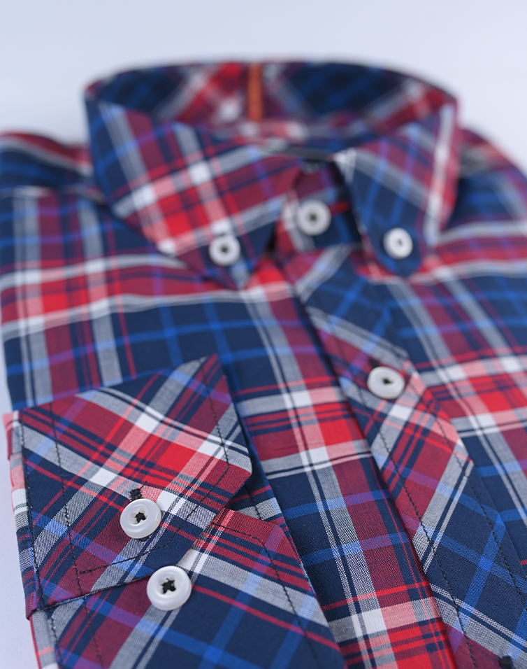 Herringbone Blue Check