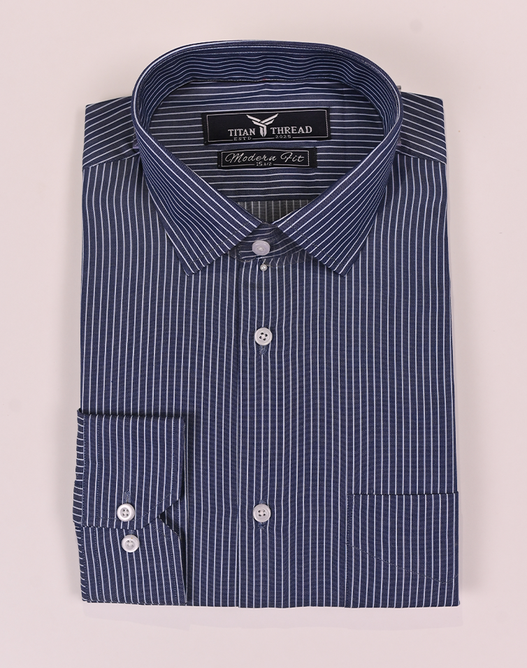 Navy Blue Pencil Stripes